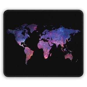 Kosmische Wereldkaart Atlas Continenten Geografie Computer Gaming Muismat, Thuiswerk Kantoor Kunst Bureau Decor