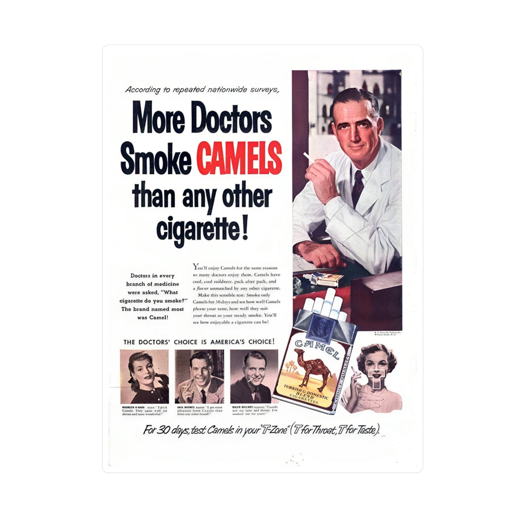 cigarettes doctors recommend Old School Vintage More Doctors Smoke Camels Cigarette Ads Propaganda Vinyl  Laptop Waterproof Car Bottle Guitar Case Sticker