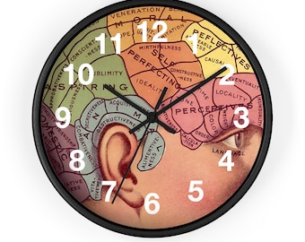 Reloj de pared vintage con diseño de anatomía, psicología, mente, pensamiento y cerebro, con estética y buena salud, para colgar en la pared, para decoración del hogar, la oficina y el dormitorio
