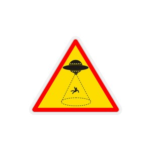 UFO Alien Abduction Space Craft Funny Sticker, Laptop Sticker, Water Bottle Sticker