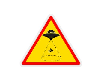UFO Alien Abduction Space Craft Funny Sticker, Laptop Sticker, Water Bottle Sticker