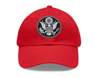Department of Government Efficiency American America Eagle Seal DOGE Elon Musk Donald Trump Politics Dad Hat Cap with Leather Patch