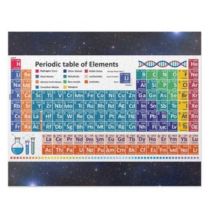 Regalo de ciencia química Tabla periódica de elementos Puzzle Fondo del espacio cósmico (120, 252, 500 piezas)