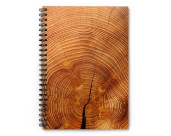 Rustic Nature Woodgrain Tree Ring Stump Spiral Ruled Line Study Notebook Diary  Journal, Back To School, Teacher Student Gift