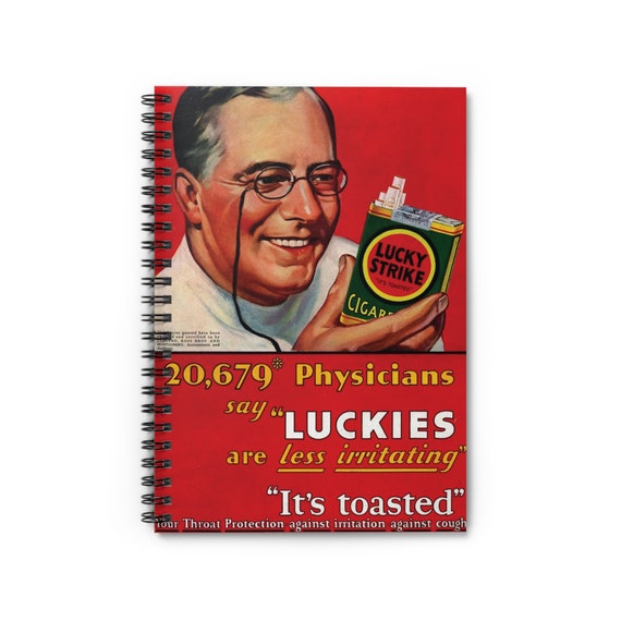 cigarette diary Vintage Luckies Physician Doctor Smoking Cigarette Propaganda Ad Diary  Journal Study Notebook, Ruled Line