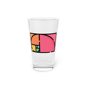 Séquence de Fibonacci, géométrie sacrée, fleur de vie, mandala en spirale, nombre d&#39;or, art moyen, bière, vin, pinte, 16 oz