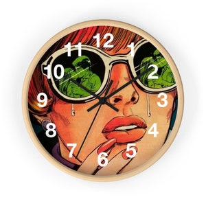Retro Aesthetic Crying Romance Woman Wall Art Clock, Home Office Plant Store Decor, Fast and Free Shipping