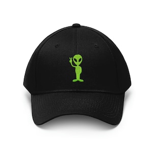 Bestickte grüne Alien UFO-Mütze: Witzige Baumwoll-Baseballmütze