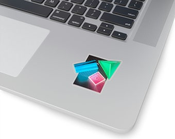 Aesthetic Cyberpunk Retro Vaporwave Synthwave Sticker, Geometrical Shapes Laptop Sticker, Water Bottle Sticker