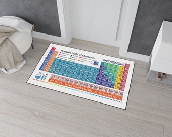 Periodiek systeem der elementen scheikunde vloermat, woondecoratie, kantoor klasdecor, wetenschap scheikunde astronomie student cadeau