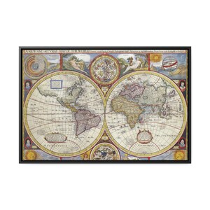 Vintage Old World Leinwand, gerahmter Atlas, Leinwand, Wohndeko, Bürodeko