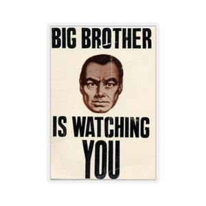 1984 George Orwell Big Brother Is Watching, Technocracy Big Tech Big Data Dystopian Government Tyranny Laptop Water Bottle Macbook Sticker