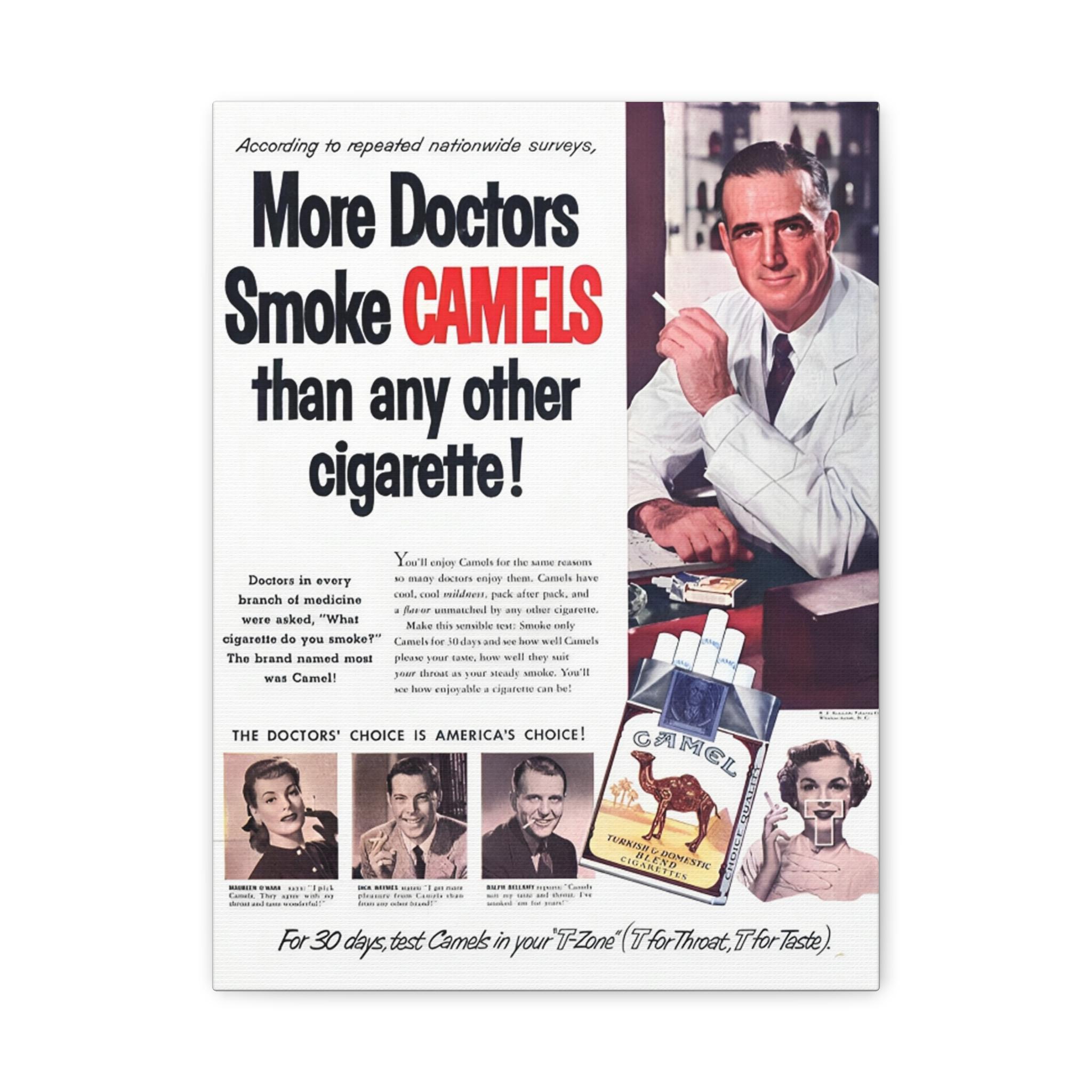 Vintage Doctors Smoke Camels Ad Canvas Print: Retro Meme Wall Art