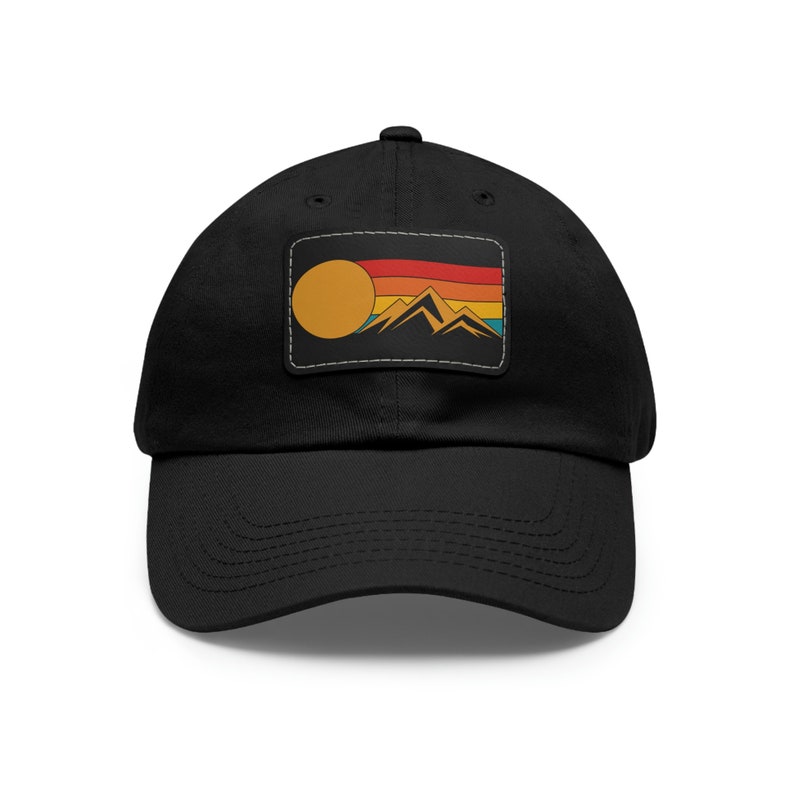 Retro Mountain Outdoors Sunset Hat, Mountain Range Camping Hat, Unisex Hat image 3