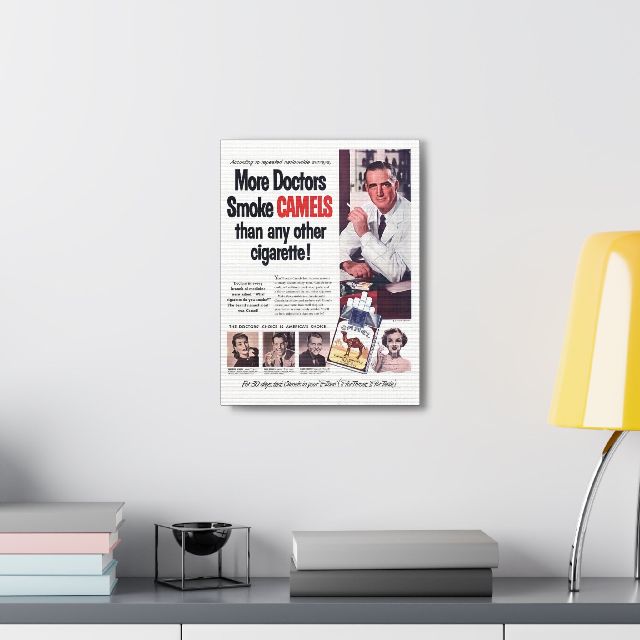 More Doctors Smoke Camels Classic Vintage Smoking Propaganda Cigarette Ad  Meme Gift Wall Hanging Art Home Dorm Room Decor Canvas Print