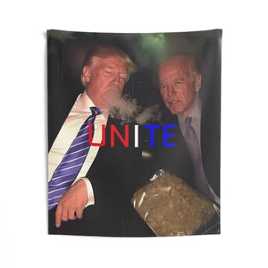 ドナルド・トランプ 団結 ジョー・バイデン 喫煙 ストーナー ウィード アメリカ合衆国 アメリカ大統領 屋内 壁掛け タペストリー アート 吊り下げ オフィス 寮 室内装飾
