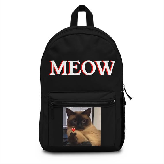 Cat Kitty Heart Meow Feline Lover Meme Backpack, Bookbag, Travel