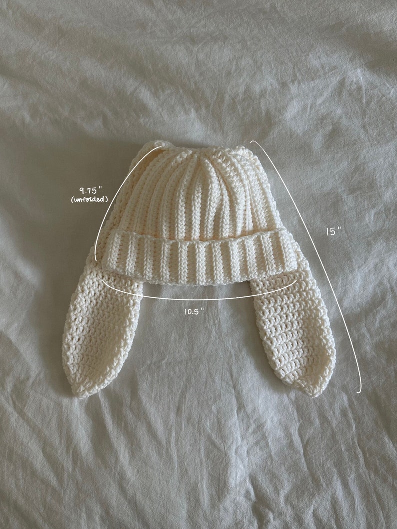 crochet bunny rabbit ear beanie white