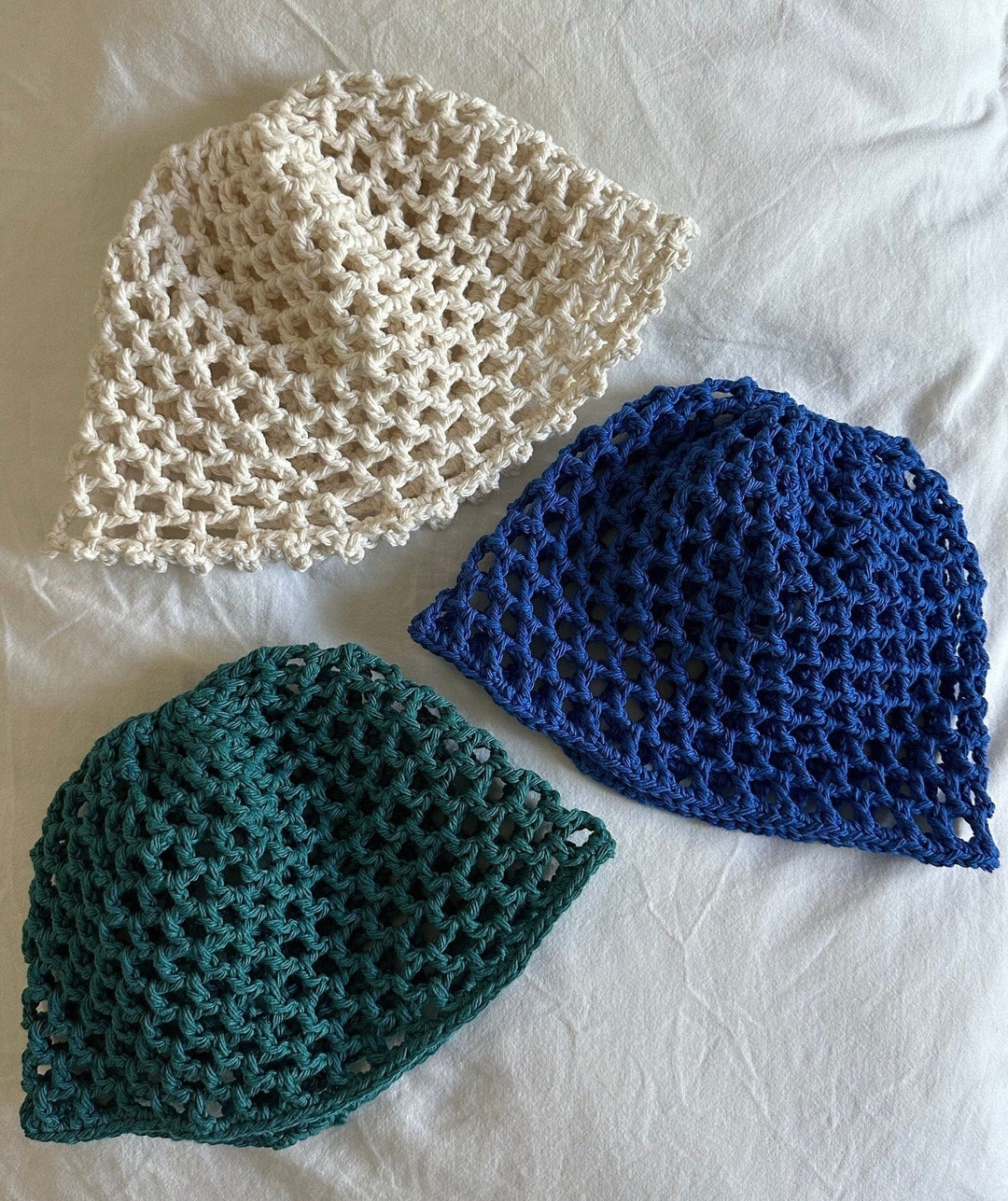 Crochet Cotton Mesh Skull Cap Beanie Etsy