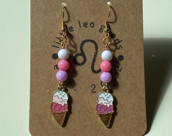 Beaded Triple Scoop Ice Cream Dangle Earrings