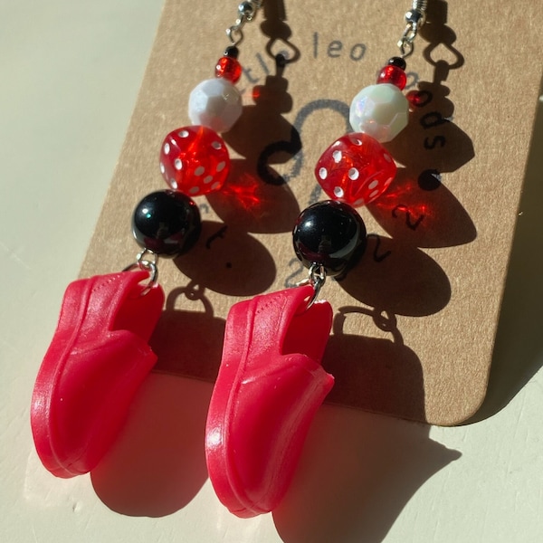 Emo Doll Shoes Beaded Dangle Earrings