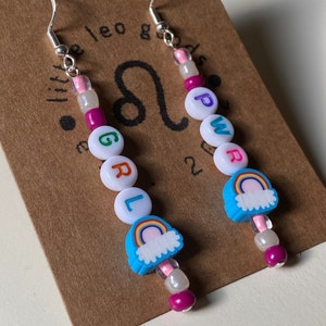 Girl Power Beaded Dangle Earrings