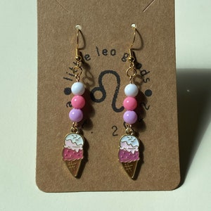 Beaded Triple Scoop Ice Cream Dangle Earrings