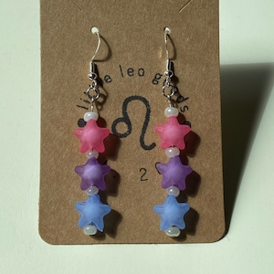 Bi Pride Star Beaded Dangle Earrings