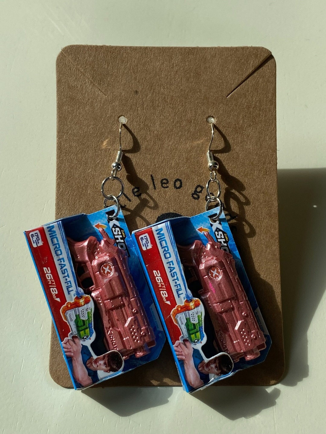 RARE Rose Gold Watergun Toy Mini Brands Dangle Earrings Unique Novelty