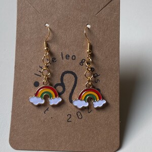 Golden Rainbows Charm Dangle Earrings