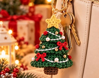 Weihnachtsbaum-Schlüsselanhänger (PDF-Anleitung) – Mini-Amigurumi-Taschenanhänger