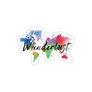 Wanderlust World Map Die-Cut Stickers | Travel | Travel Sticker | Water Bottle Sticker | Travel Decal | Destination Sticker