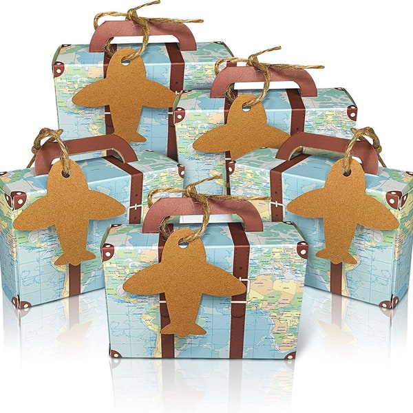 Suitcase Boxes | Favor Boxes | Travel Boxes | Candy Box | Travel Themed Party Favors | World Map | Luggage Boxes | Mini Adventure Box