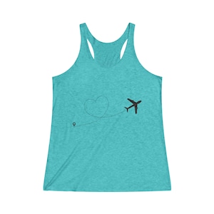 Airplane Women&#39;s Tri-Blend Racerback Tank | Travel Apparel | Travel | Plane Shirt | Explorer