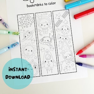 Digital Download Space Solar System Kids Students Bookmark To Color