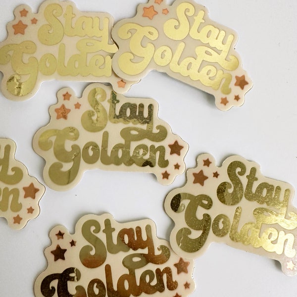 Aesthetic Stay Golden Metallic Golden Aesthetic Sticker