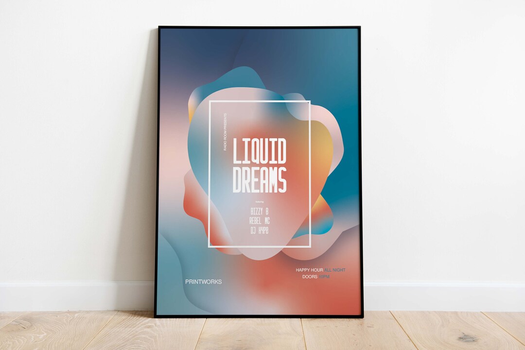 Drum and Bass Gig Poster Liquid Drum and Bass Music Print Retro Disco