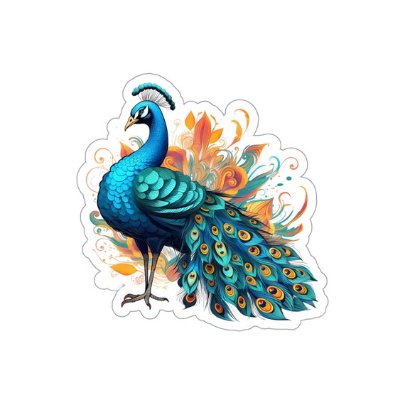 Peacock Sticker, Kiss-Cut Stickers