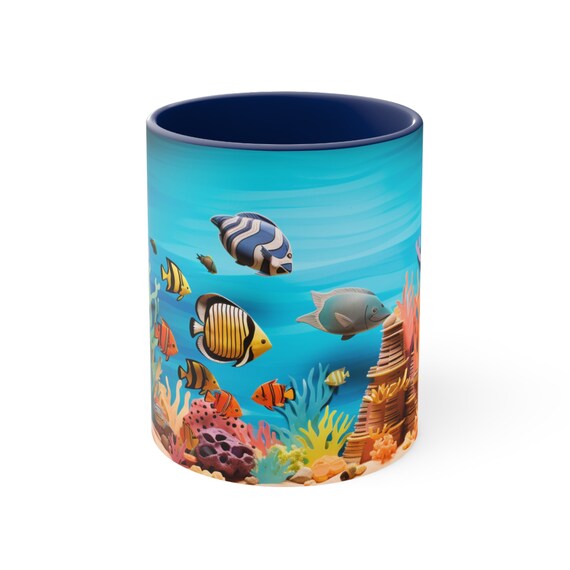 Accent Coffee Mug, 11oz, Novelty Coffee Cup Idea Gift for Men Women Office Work, Sea, Ocean Lovers