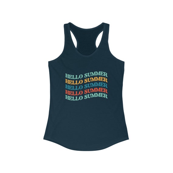 Women's Ideal Racerback Tank Top, Hello Summer