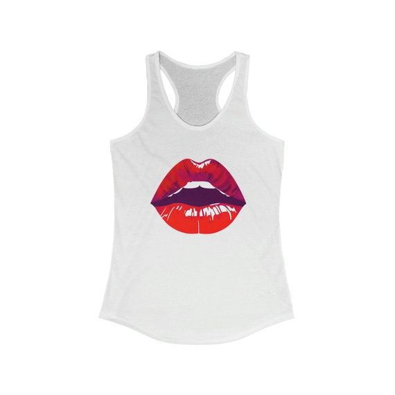 Women's Ideal Racerback Tank, Red Lipstick Lips