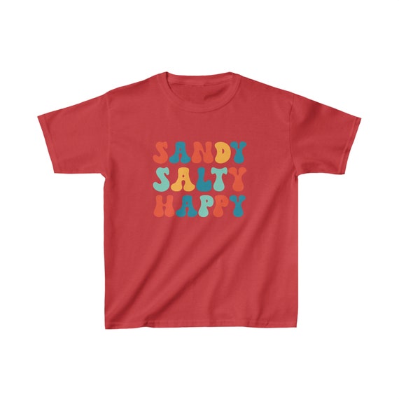 Kids Heavy Cotton T-Shirt, Sandy, Salty, Happy