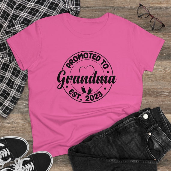 Women's Midweight Cotton Tee, Promoted to Grandma 2023