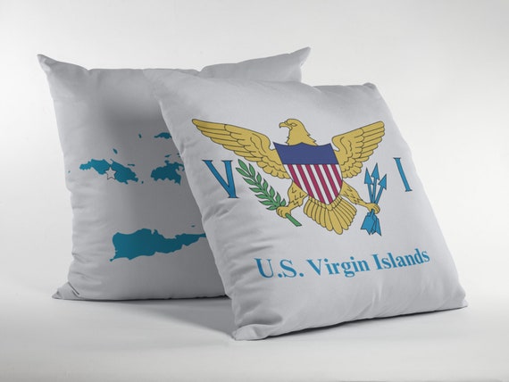 Virgin Islands Square Pillow,  Spun Polyester Square Pillow, Virgin Islands Decorative Pillow