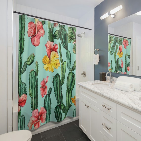 Shower Curtains, Cactus Flower bathroom decoration