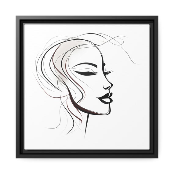 Abstract Art Woman Line face, Matte Canvas, Black Frame,