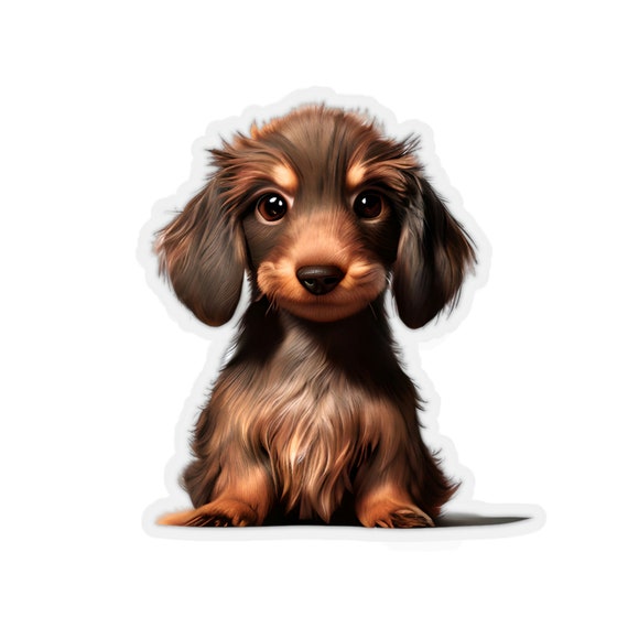 Kiss-Cut Stickers, Longhaired Dachshund Puppy