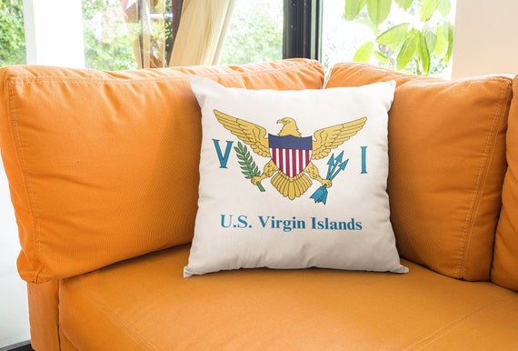 Virgin Islands Throw Pillow, USVI Pillow, Virgin Islands Spun Polyester Square Pillow