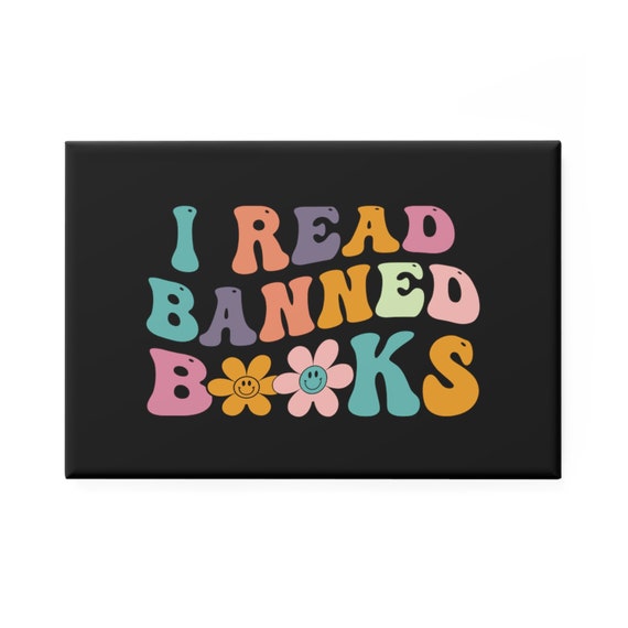 Button Magnet, Rectangle (1 & 10 pcs), I Read Banned Books