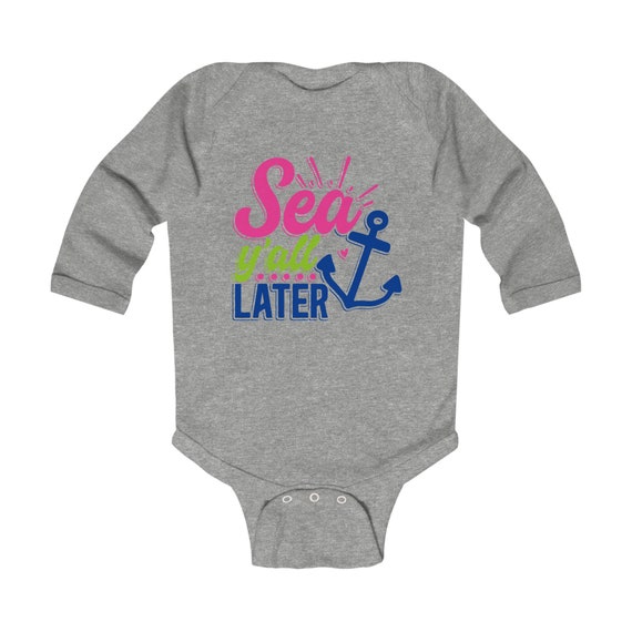 Infant Long Sleeve Bodysuit, Sea Y'all Later, Onesie, Baby bodysuit, Infant romper, Newborn jumpsuit, Baby pajamas, Baby sleeper